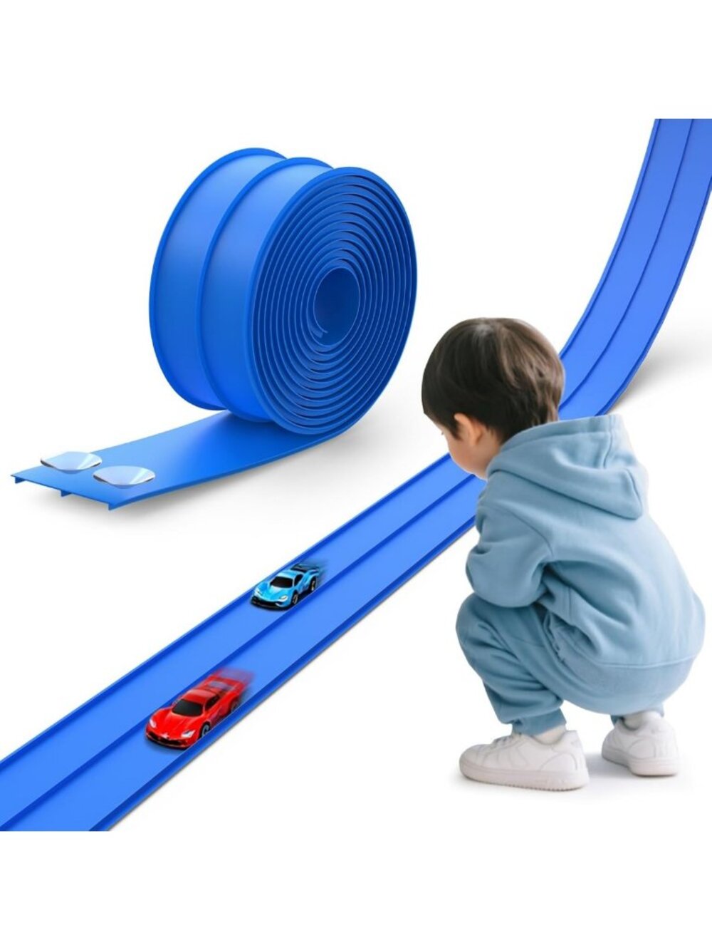 15 Ft Flexible Race Track with Suction Cups - DIY Portable Ramp for 1:64 Cars